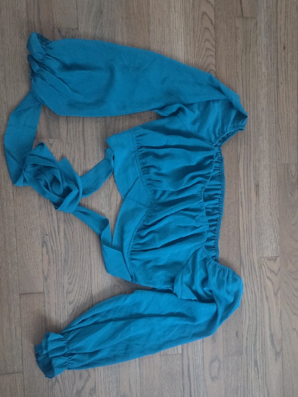 Teal Off-Shoulder Crop Top